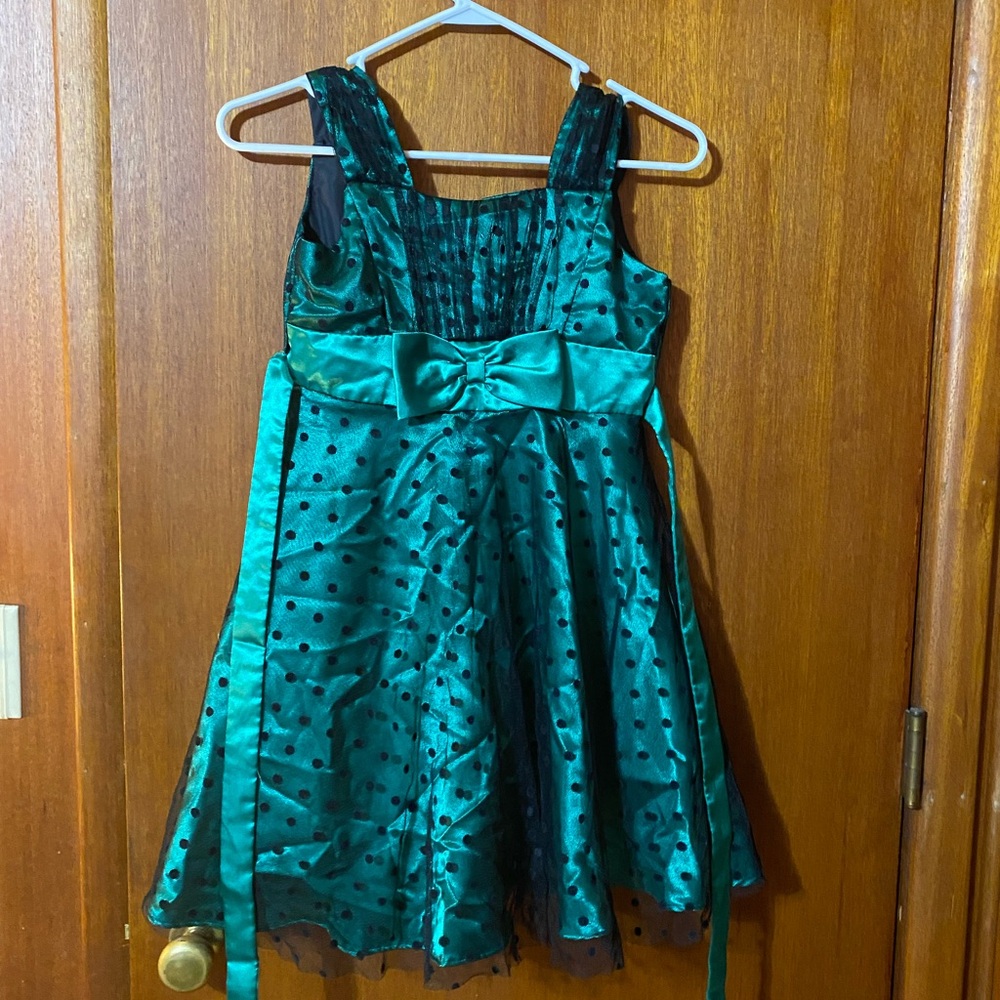 Jona Michelle Teal and Black Polka Dot Dress